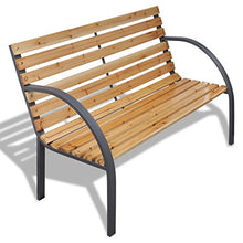 SENLUOWX Panca da giardino con telaio in ferro e doghe in legno