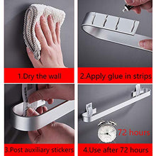Portasciugamani da Senza Foratura,Anello Portasciugamani Autoadesivo,Portasciugamani a Forma di U,Portasciugamani Resistente,Adatto per Bagno, Cucina,Balcone,ecc,Argento(25 cm,Senza Colla)