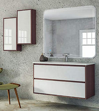 Mobile bagno sospeso moderno Glass rovere,cm 100,specchio led,lavabo e 2 colonne