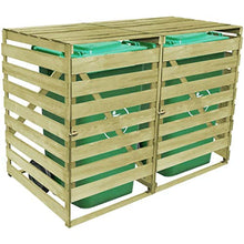 Oushome Copribidone Doppio per Spazzatura 240 L in Legno Impregnato