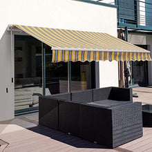 Outsunny Tenda da Sole per Esterno a Bracci 3.5x2.5m, Regolazione con Manovella, Metallo e Poliestere Grigio e Giallo