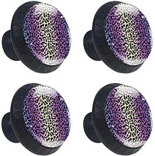 Gradiente Blu Viola Giallo Leopard Pattern Pomelli per Porta Set di 4 Pomelli per Mobili Manopole per Cassetti Cucina Armadio Vetro