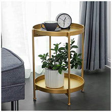 Bedside Tables Comodini in Metallo Vassoio Rotondo A 2 Livelli Tavolino Piccolo da caffè Espositore da Comodino Piccolo Semplice per La Casa, 40X51.5CM(Color:d'oro)