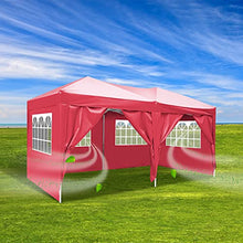 3x6 M Gazebo da Giardino Impermeabile Pieghevole Tendone Giardino con 4 Laterali - Antipioggia - Resistente ai Raggi UV (Rosso- 3x6 M)