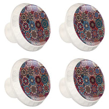 Maniglie per cassetti Manopole per cassetti Manopole rotonde Confezione da 4 per armadietto, cassetti, cassettiere, cassettiere ecc. Indian Mandala fiori marocchini