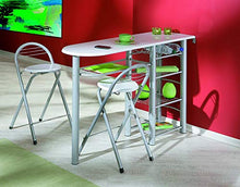 Inter Link Set Bar Tavolo e Sgabelli MDF, Bianco Lucido e Metallo ALU Grigio