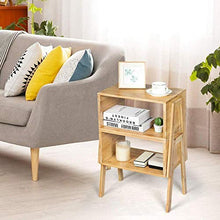 YRRA Set di 2 comodini bambù con Comodino con ripiano portaoggetti per Soggiorno Camera da Letto