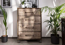 MASSIVMOEBEL24.DE Heavy Industry #217 Cassettiera in Legno di Mango e Ferro - Laccato Marrone - 81x46x122