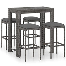 vidaXL Set da Bar da Giardino 5 pz con Cuscini in Polyrattan Grigio
