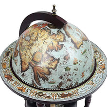 FAMIROSA Minibar a Forma di Globo con Supporto in Legno di Eucalipto Blu