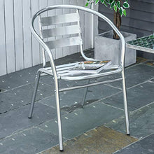 Outsunny Set Tavolino e Sedie da Giardino da 3 Pezzi, Arredamento da Giardino in Alluminio e Acciaio Inox, Argento