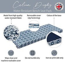 Celina Digby® - Cuscino impermeabile per panca da giardino a 2 posti, con imbottitura in schiuma morbida, 114 x 47 x 6 cm, colore: Blu