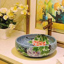 Jgophu - Lavabo rotondo in ceramica da appoggio, sopra il lavabo da appoggio