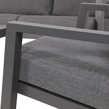 Gartentraum Sedia da Giardino in Alluminio Grigio con Cuscino - Muran Lounge Chair
