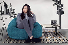Lounge Pug, Poltrona Sacco 'Classico' con poggiapiedi, Pompon - Egeo Blu