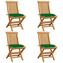 vidaXL Sedie da Giardino con Cuscini Verdi 4 pz in Massello di Teak