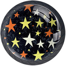 Notte gialla bianca arancio del motivo a stelle Pomelli per Porta Set di 4 Pomelli per Mobili Manopole per Cassetti Cucina Armadio Vetro