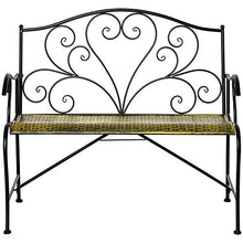 Panchina 2 Posti da Giardino 100x50x88 cm in Ferro Nero e Bronzo