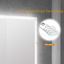 AUPERTO Specchio da bagno a LED – 50 x 70 cm specchio da parete con sensore a tocco, bianco caldo/bianco caldo, sospensione verticale o orizzontale
