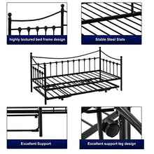 jeerbly Daybed - Letto per gli ospiti, in metallo, con letto allungabile, per camera degli ospiti, per camera dei bambini, colore nero (190 x 90 cm)