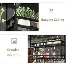zxcvb Porta Bicchiere da Vino Iron Art 2 Livelli - Portabottiglie con Supporto in Vetro Supporto Regolabile da Banco Multifunzione in Altezza per Soffitto Portabottiglie da Vino