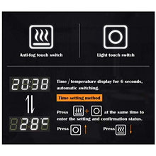 UWY Specchio da bagno Specchio da toeletta a LED Specchio da parete argento senza cornice Interruttore tattile + Interruttore antiappannante + Display tempo / temperatura (6000k luce bianca, 300