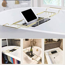 XYNB Vasca da Bagno in Metallo, a Scomparsa Impermeabile con Supporto per Bicchiere di Vino e Supporto per iPad/Supporto per Libri/Vassoio per Libri, Adatto per la Maggior Parte delle vasche da