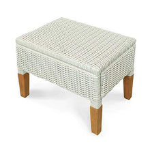 Gartentraum Sgabello da Giardino in Rattan con Legno di eucalipto - Bianco - Sgabello Albaran