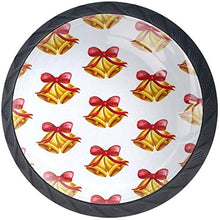 Campane di Natale giallo modello Merry Xmas Pomelli per Porta Set di 4 Pomelli per Mobili Manopole per Cassetti Cucina Armadio Vetro