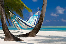 La Siesta Caribeña Aqua Blue - Amaca Classica Singola in Cotone con Supporto in Metallo