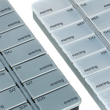 COM-FOUR® 2X Dosatore per farmaci in INGLESE - Scatola dei farmaci per 7 giorni - Scatola delle pillole - Dosatore settimanale per la conservazione [INGLESE] (nero/color argento)
