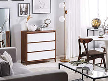 Beliani Cassettiera Bianca e Legno Scuro 81 x 80 cm 3 Cassetti Stile Retro Maiden