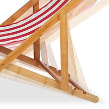 relaxdays Sedia, Set da 2, Sdraio Mare Pieghevole in bambù, Fodera in Tessuto con Cuscini, Rosso, Strisce Rosse
