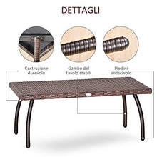 Outsunny Tavolino in Rattan Sintetico da Esterno, Giardino, Terrazzo Impermeabile Marrone 90x50x35cm
