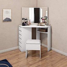 Comò Camera D'angolo, Comò Con Cassetti E Sgabello Mobile 109 * 55 * 140cm, Bianco,White