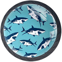 Squali feroci blu marino Pomelli per Porta Set di 4 Pomelli per Mobili Manopole per Cassetti Cucina Armadio Vetro