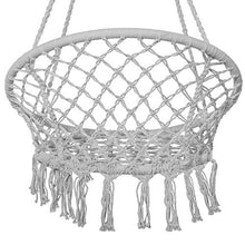 Springos Poltrona sospesa con frange, in cotone, dal design macramè, ideale per giardino, ambienti interni ed esterni, con cordini e anelli