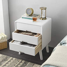 H-CAR Camera da Letto Semplice e Moderna con Mini Comodino Bianco in Legno massello, Design a Tre cassetti