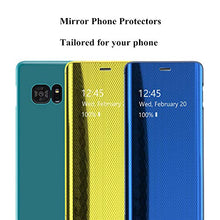CrazyLemon custodia per Samsung Galaxy S7 Edge, custodia protettiva sottile e leggera con specchio visibile in pelle PU + custodia ibrida antiurto per PC in microfibra - Argento