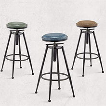 GYPPG Chairs Bar Stools Pub Kitchen Dining Bistro Cafe Adjustable Height 27''-35'' Counter Height Bar Chair Retro Finish Faux Leather Metal Iron (Blue) Counter Kitchen