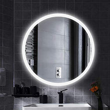 POPSPARK Specchio per Il Trucco, Bagno a Specchio Rotondo con Illuminazione a LED, Design a Specchio con Interruttore tattile,con Anti-Nebbia,per Bagno