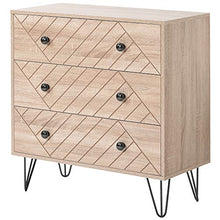Comodino con 3 cassetti, Comodino per camera da letto, legno, 72x35x75.5cm