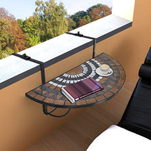 OUSEE Tavolo Sospeso da Balcone in Terracotta e Bianco a Mosaico