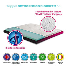 Topper, sovra materasso RIGIDO, correttore ortopedico materasso in BIOGREEN Alto 6 cm, tessuto anallergico sfoderabile, 4 lati in ARGENTO - ORTOPEDIC matrimoniale 160x190