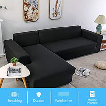 PETCUTE Copridivano angolare copridivano penisola Elasticizzato copridivano con Chaise Longue copripoltrona Nero 3 posti