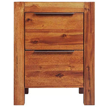 Comodino in legno massello di acacia comodino marrone con 2 cassetti, 45 x 42 x 58 cm