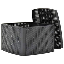 BIGTO - Tavolino da giardino in plastica, decorazione bistrot antracite, 54 x 54 x 36,5 cm