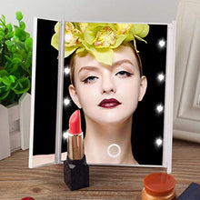 Salmue Specchio per il trucco illuminato, specchio per il trucco con 8 LED luminosi, rotazione regolabile a 180 °, doppio alimentatore, specchio a tre ante portatile(nero)