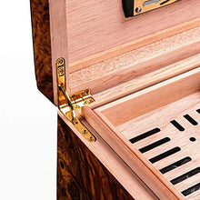 Gymqian Humidors Sigaro Cedar Legno Ufficio Cigar Stoccaggio Scatola Di Stoccaggio Vernice per Pianoforte, Igrometro Integrato classico/Braun / 29.8x22x16.3cm