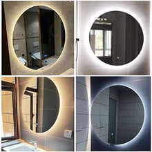 Specchio da Bagno Rotondo Illuminato A LED - Specchietti Retroilluminati A Parete - Design Moderno Senza Cornice - Trucco da Barba - Sicurezza/Impermeabile